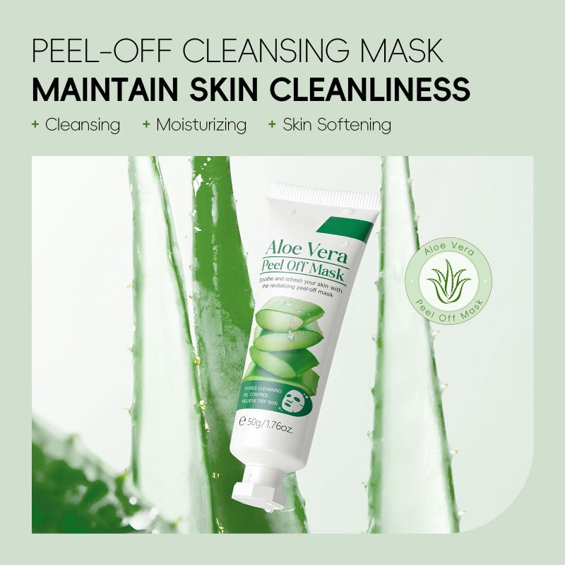 BEUKING Aloe Vera Peel Off Face Mask, Cleansing Moisturizing Jelly Mask for Facials, Smooth Pores Cleasning Oil-control Enhance Skin Elasticity for Daily Skin Care, Valentine's Day Gift, 1.76oz - Image 3