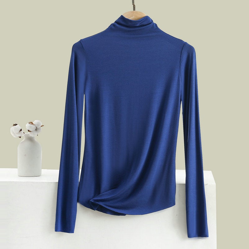 Bitter Cotton Base Shirt Women's Half-High Collar Long-Sleeved T-Shirt with Random Fit Seamless Slim Top Autumn Clothes New Winter - Image 1