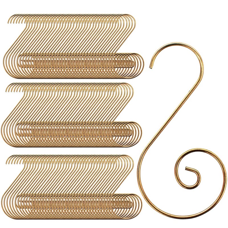 CUALFEC Christmas Ornaments Hooks Christmas Tree Hanger Great for Christmas Tree Decoration  120 Gold