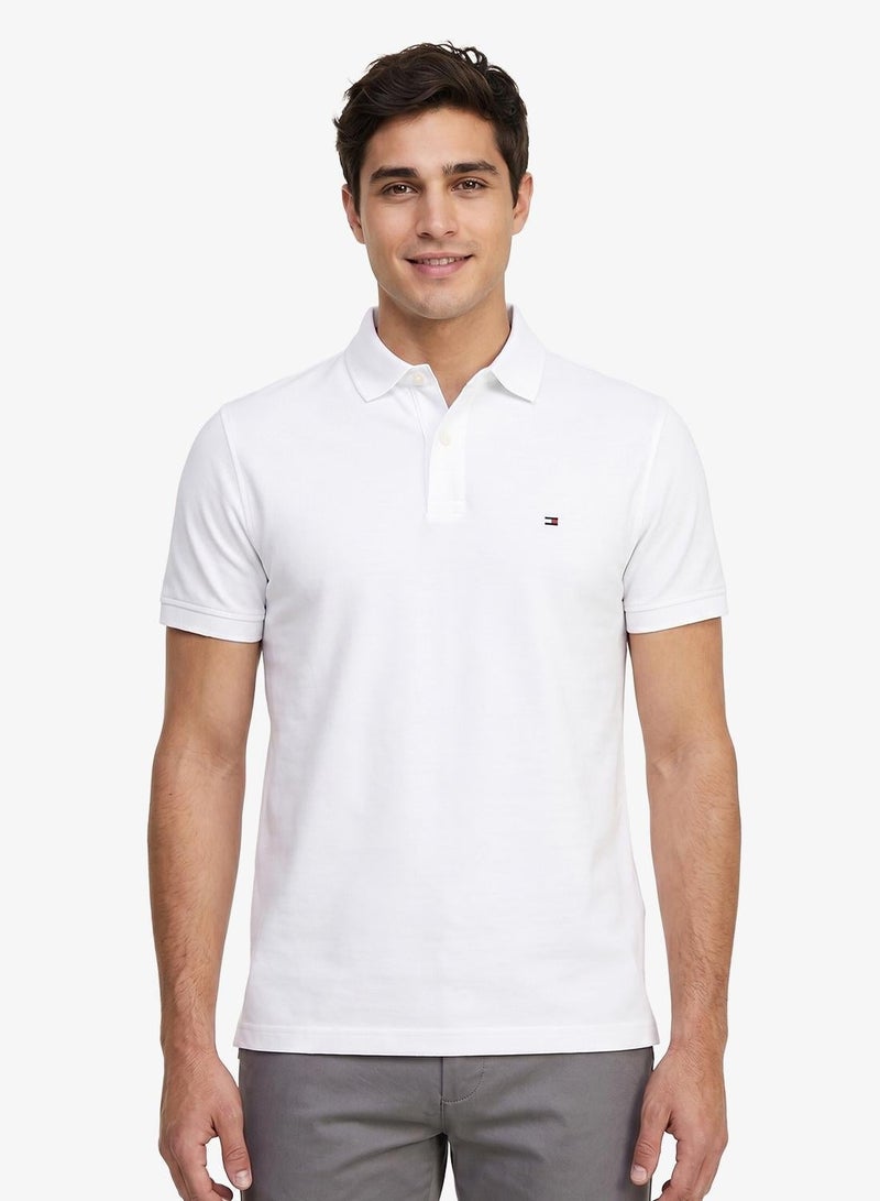 TOMMY HILFIGER Regular Fit Linen Blend Pique Polo Shirt - Image 1