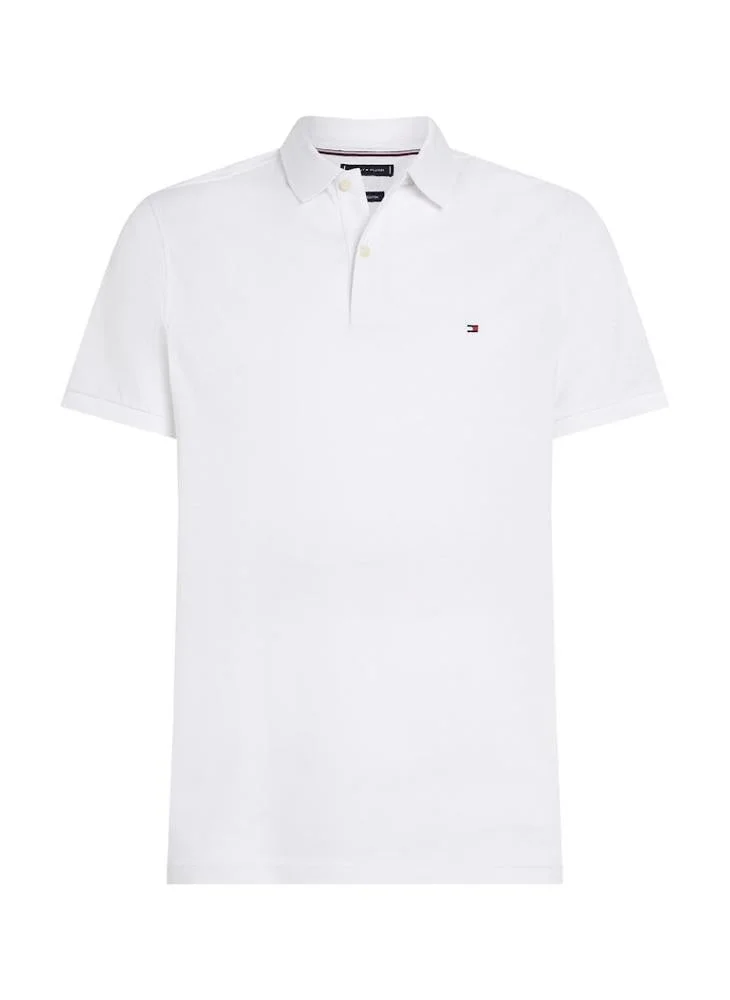 Tommy Hilfiger YBR-White Regular Fit Linen Blend Pique Polo Shirt for Men | Best Price UAE