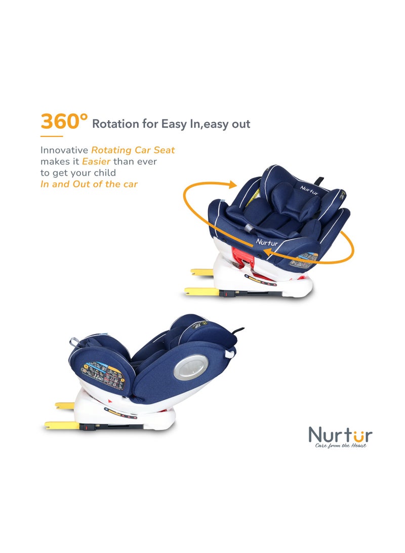 Nurtur Ultra Baby 4 in 1 Car Seat ISOFIX 9-Level Adjustable Headrest and Canopy Upto 36kg Blue - Image 4