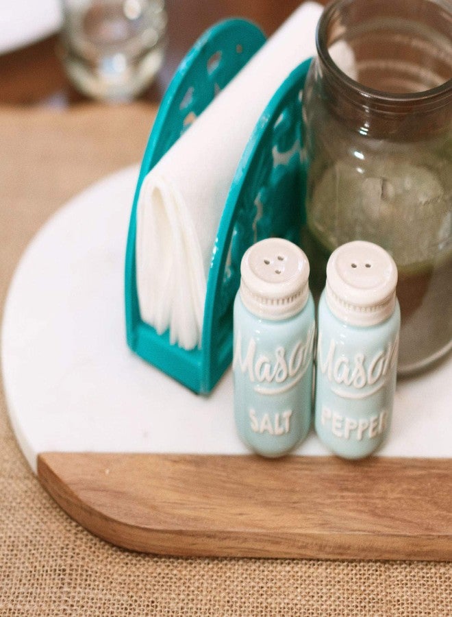 Goodscious Ceramic Salt and Pepper Shakers Set - Mason Jar Blue Salt and Pepper Shakers Set for Kitchen Accessories - Table Salt Shaker for Cooking - Vintage Salt & Pepper Shaker Sets for Seasoning (Set of 2) - Image 3