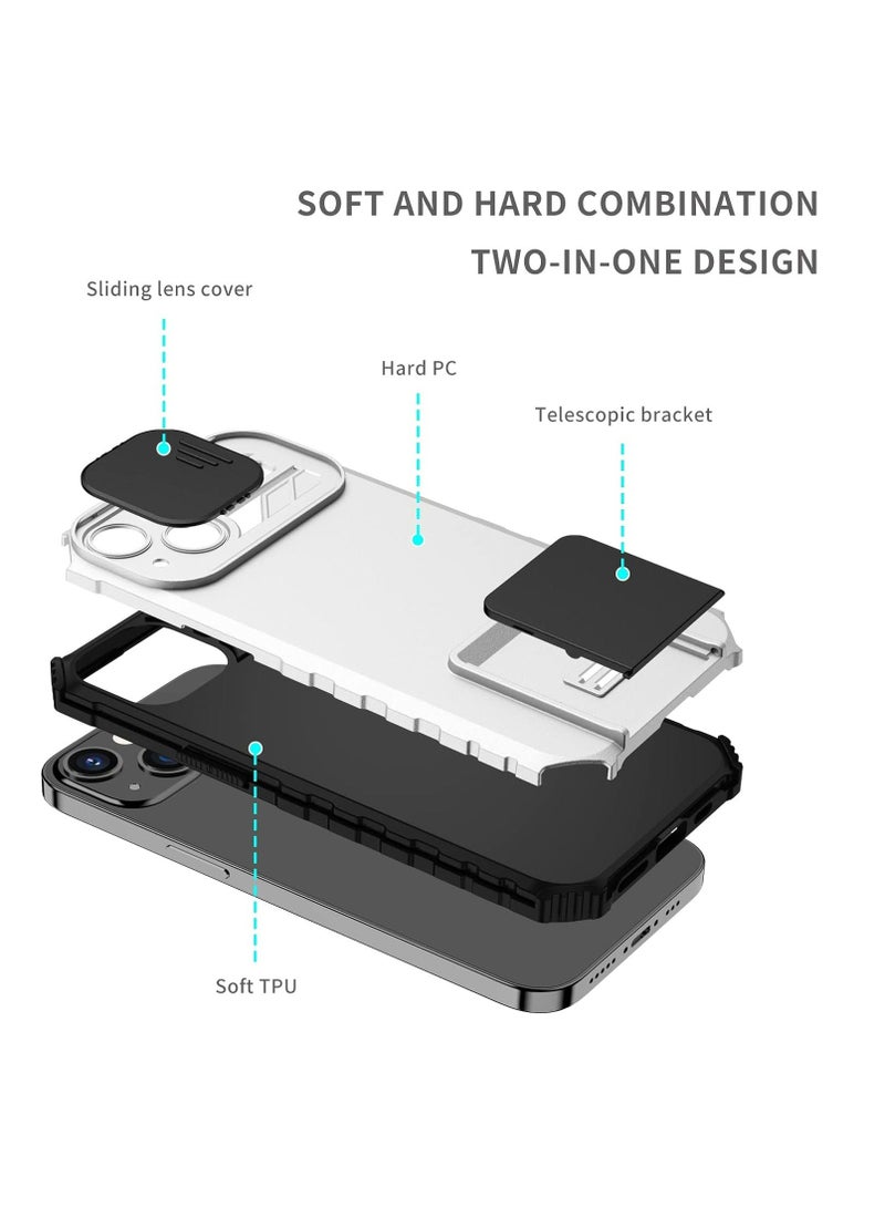 غطاء هاتف آبل آيفون 13، حامل تلسكوبي مبتكر، نافذة كاميرا حماية منزلقة، غطاء خلفي مضاد للصدمات - Image 4