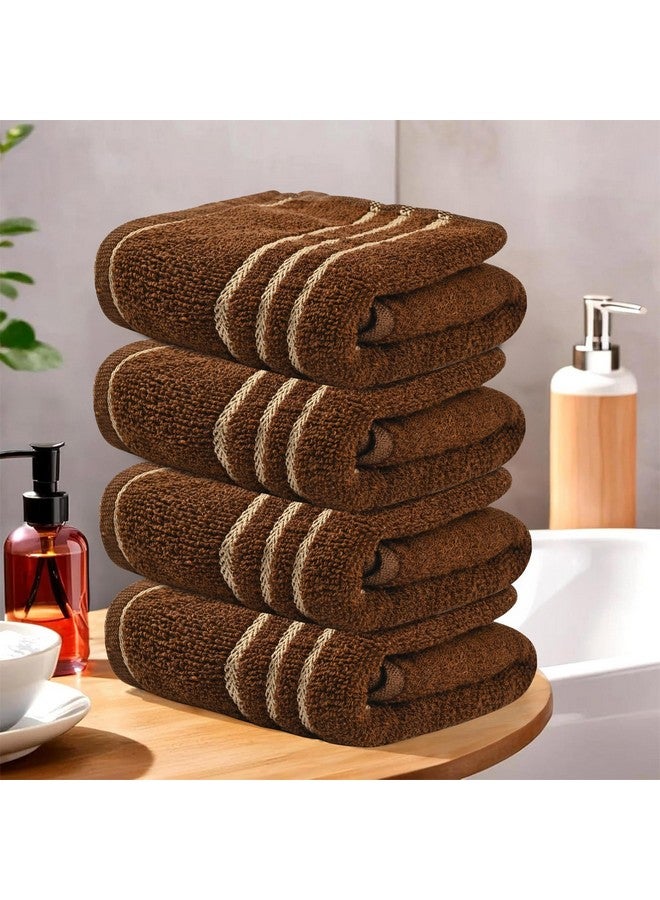 Kuber Industries Kuber Industries Pack of 4 Soft Cotton Face Towels For Men & Women/Ladies | Easily Washable | Pocket Towels & Workout Gym Napkins For Men - Dark Brown  - Image 1