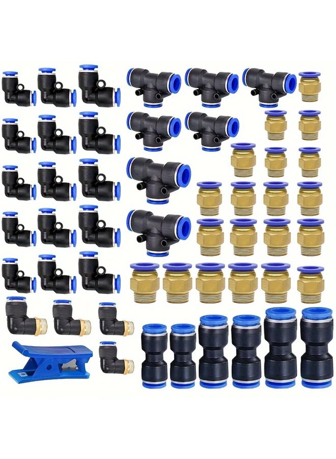 53 قطعة مجموعة وصلات الضغط للتوصيل 1/4 و3/8 و1/2 بوصة موصلات سريعة ذات نتوئات لخرطوم الهواء - Image 1
