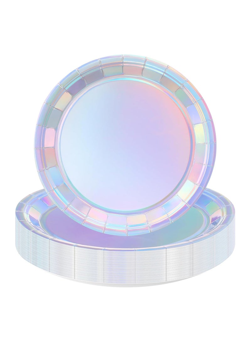 CMGTYYD 40Pcs Silver Party Paper Plates,7 inch Xmas Party Tableware Decor Paper Plates for Christmas Party Supplies Table Decorations - Image 1