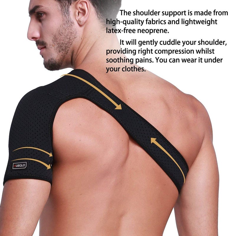 Hueglo Right Shoulder Brace for Women Men Rotator Cuff,Adjustable Shoulder Support for Shoulder Pain Reliefï¼ŒDislocated AC Joint,Labrum Tear,Sprain,Soreness,Bursitis, Tendinitis,Shoulder Support Strap - Image 4