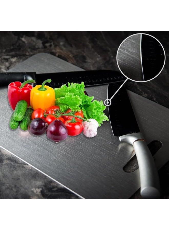 لوح تقطيع التيتانيوم للمطبخ المنزلي اللحوم والفواكه النباتية (مجموعة من 2، فضي) - Image 2