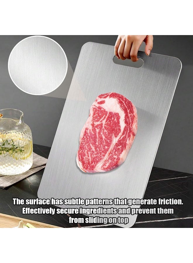 لوح تقطيع التيتانيوم للمطبخ المنزلي اللحوم والفواكه النباتية (مجموعة من 2، فضي) - Image 5