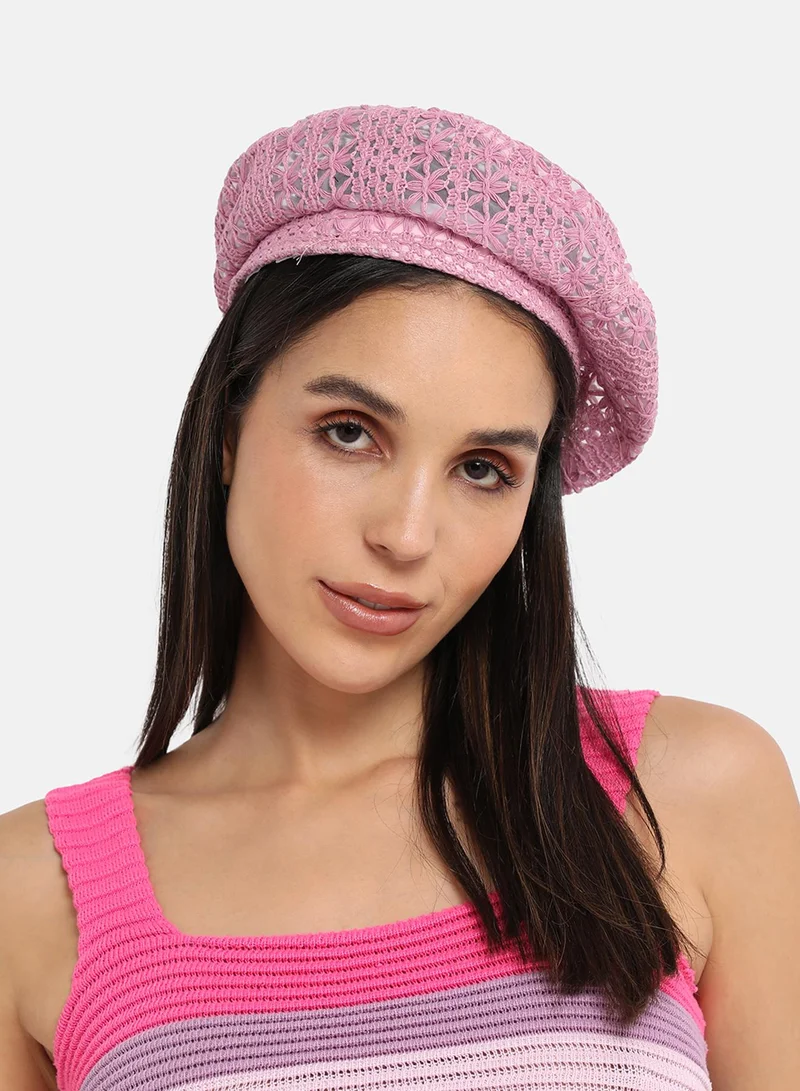 Haute Sauce  Self-Design Beret Hat - Pink  | Best Price UAE