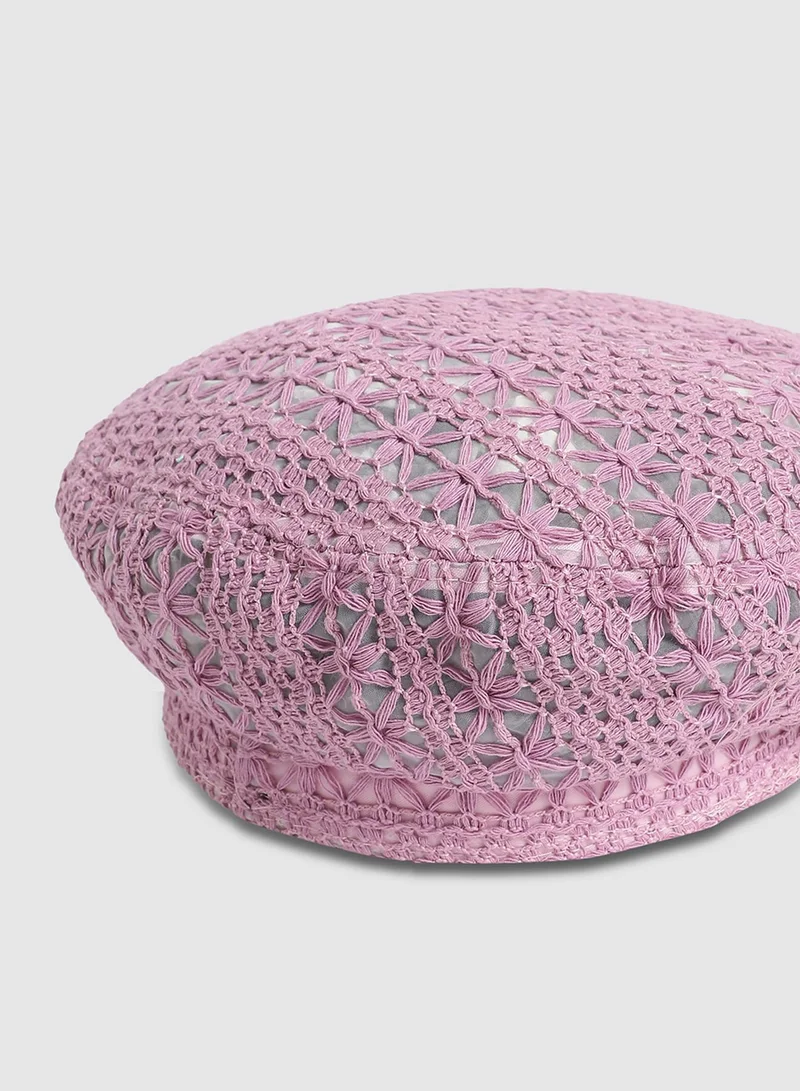 Haute Sauce  Self-Design Beret Hat - Pink  | Best Price UAE