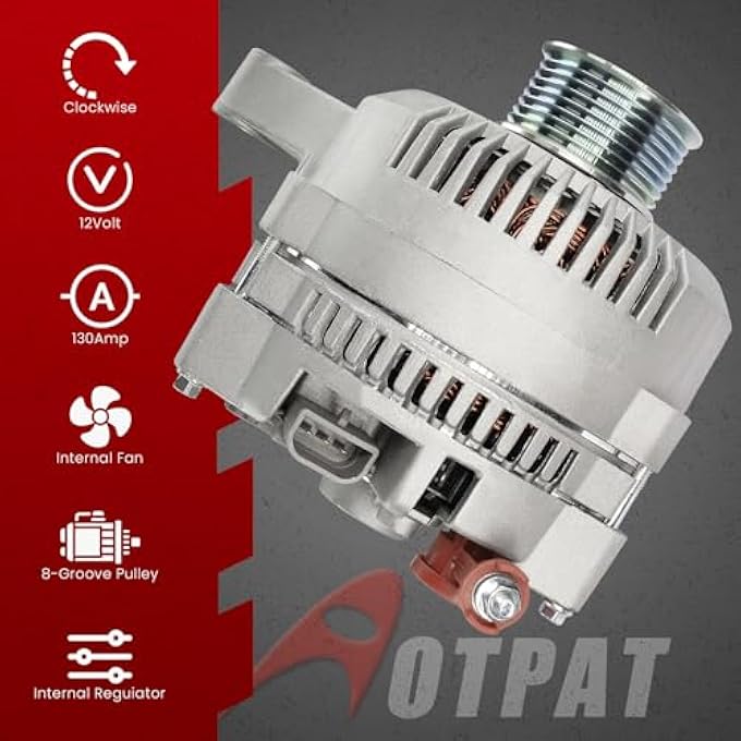 AOTPAT High Output Alternator for:-Ford F150 Expedition E150 E250 E350 Econoline E350 Super Duty, for:-Lincoln Navigator 5.4l v8, 12V 130Amp, Alternador Replace # F6PZ10346KARM 321-1772 2-07791 - Image 4