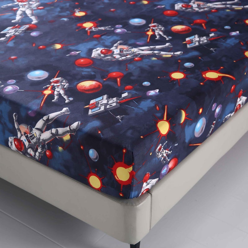SDY 4 PCS Astronaut Bedding Sheets Set Full Size Galaxy Print Sheet Set with 1 Deep Pocket Fitted Sheet 1 Top Flat Sheet 2 Pillowcases for Kids Teens Boys Children ToddlerFullAstronaut