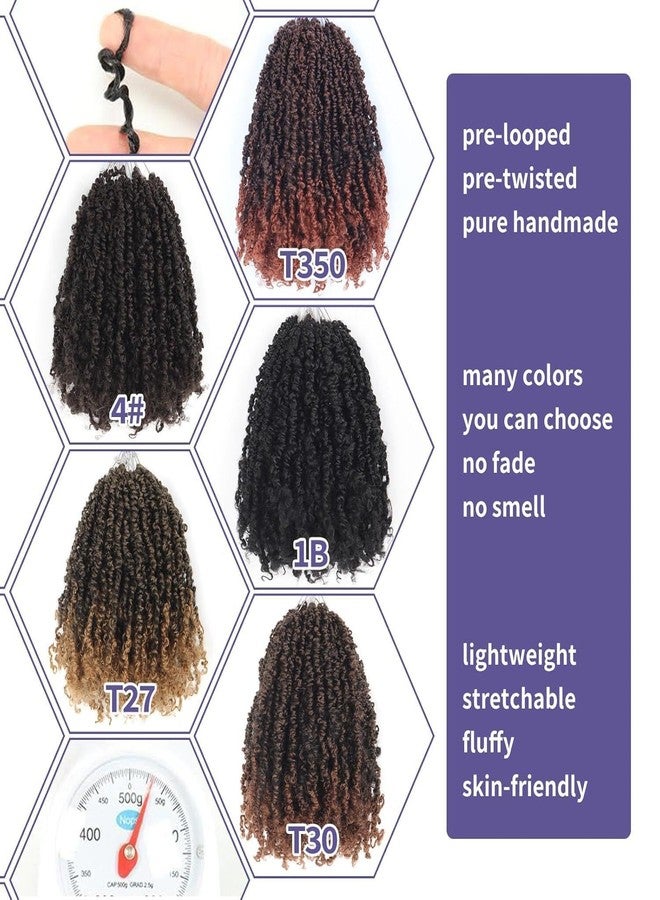 Datanala Yanky Twists Crochet Braiding Hair 12 Inch 9 Packs Crochet Hair with Curls Micro Spring Twists Crochet Hair Pre-looped Curly Crochet Braids Hair Extensions for Women (T30#, 12inch) - Image 5