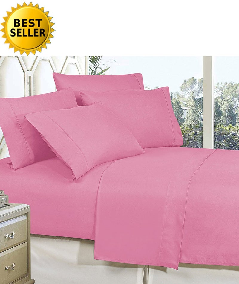 CELINE LINEN Best  Softest  Coziest Bed Sheets Ever! 1800 Premier Hotel Quality Wrinkle-Resistant 4-Piece Sheet Set with Deep Pockets  California King  Light Pink - Image 4