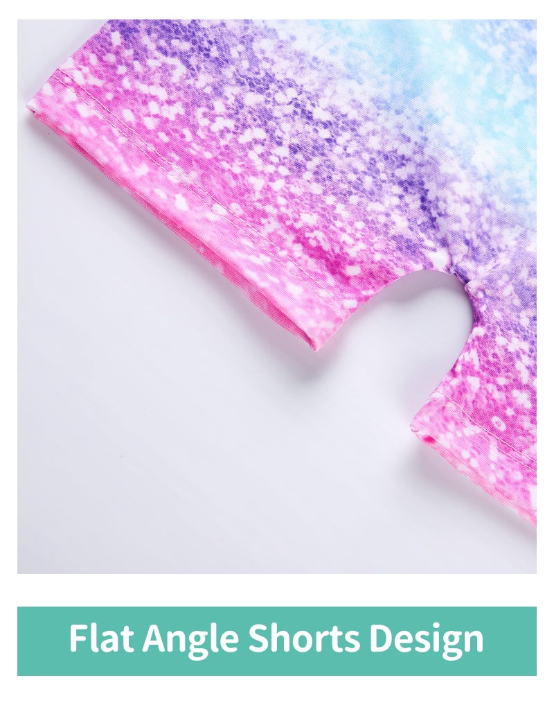 Nymphperi Gymnastics Leotards for Girls 2 Pack Size 5-6 Years Old Rainbow Dot Biketard with Shorts Pink Tie Dye Ballet Unitards - Image 5