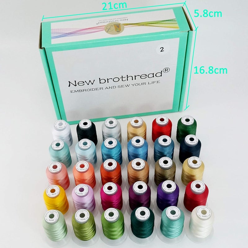 New brothread 30 Colors Polyester Embroidery Machine Thread Kit 500M (550Y) Each Spool - Colors Compatible with Janome and Robison-Anton Colors - Assortment 2 - Image 2