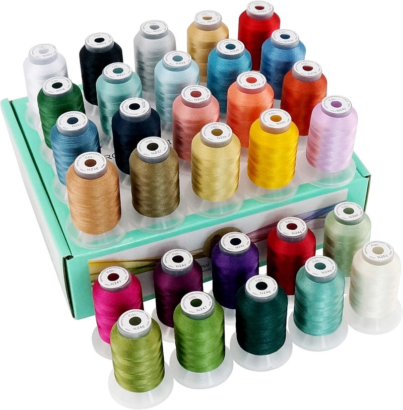 New brothread 30 Colors Polyester Embroidery Machine Thread Kit 500M (550Y) Each Spool - Colors Compatible with Janome and Robison-Anton Colors - Assortment 2 - Image 1