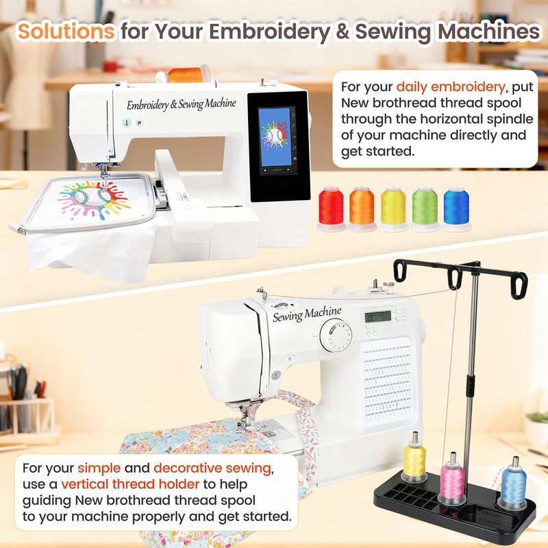 New brothread 30 Colors Polyester Embroidery Machine Thread Kit 500M (550Y) Each Spool - Colors Compatible with Janome and Robison-Anton Colors - Assortment 2 - Image 5