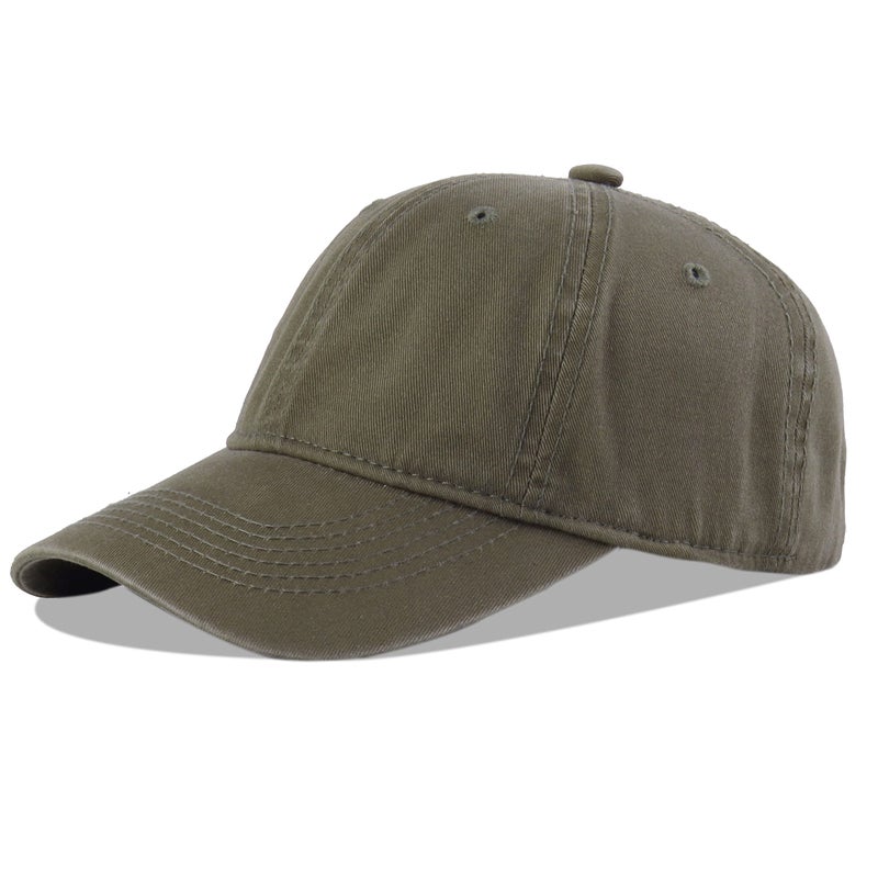 LANGZHEN Unisex Vintage Washed Distressed Cotton Adjustable Solid Dad Hat,Washed Classic Baseball Cap for Men Women(Army Green) - Image 1