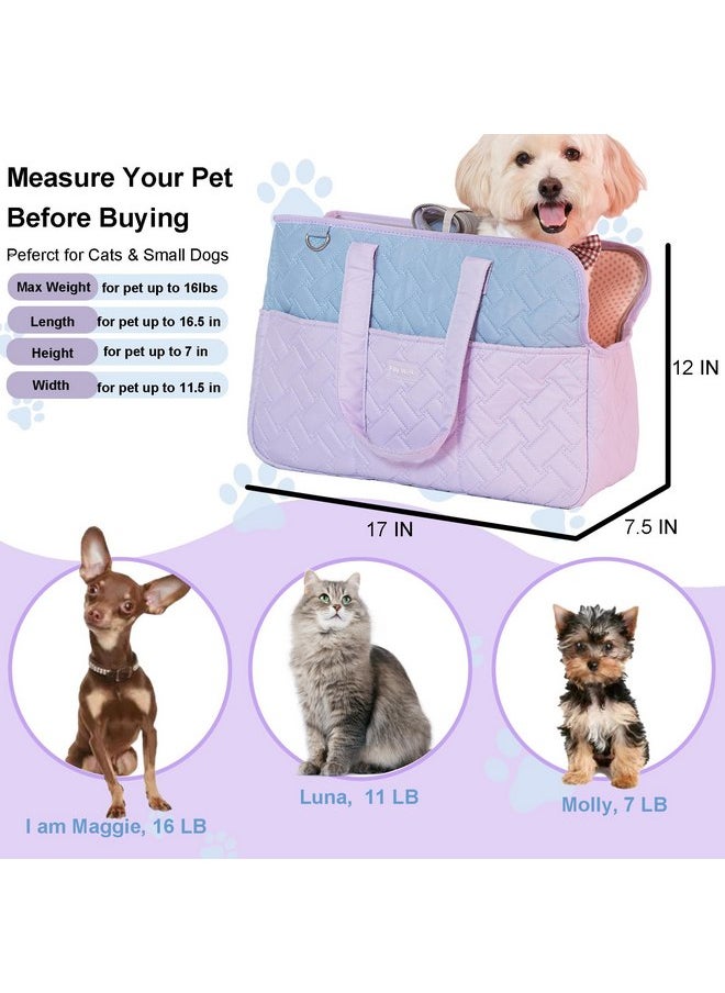Filly Wink - Dog Carrier Purse 3-in-1 Purple & Blue Pet Travel Bag for Small Dogs & Cats - Handheld, Crossbody, & Shoulder Carry with 4 Extra Front and Sided Storage Pockets Soft, Comfortable, Perfect for Travel - Image 1