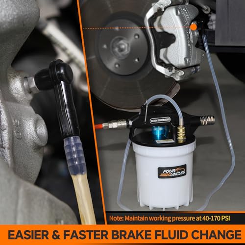 FOUR UNCLES 2L Brake Bleeder Vacuum Pump Kit - Pneumatic Brake Fluid Extractor with 1L Refilling Bottle for Automotive Bleeding, One-Person Operation - Image 4