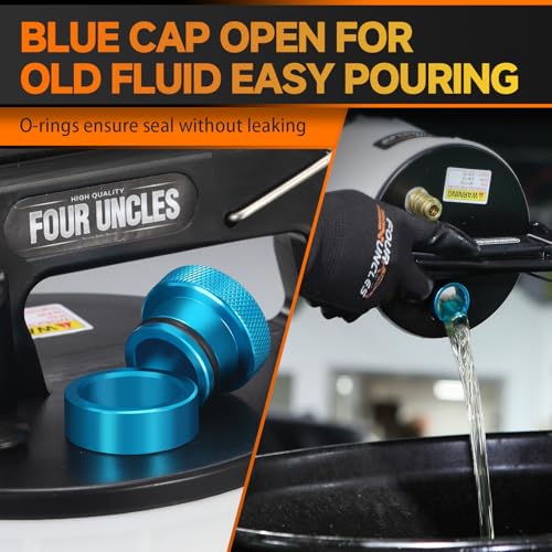 FOUR UNCLES 2L Brake Bleeder Vacuum Pump Kit - Pneumatic Brake Fluid Extractor with 1L Refilling Bottle for Automotive Bleeding, One-Person Operation - Image 5