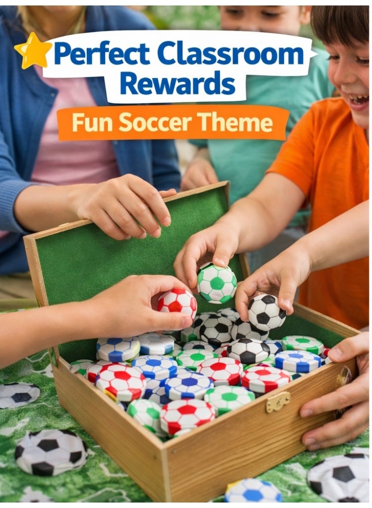 مجموعة من 30 ممحاة و6 أقلام بتصميم كرة قدم، مثالية كهدايا تذكارية وتوزيعات حفلات. مجموعة من 36 قطعة - Image 3