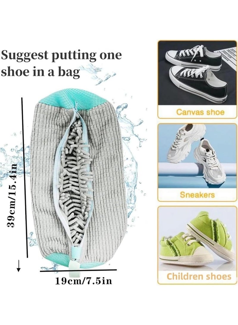 Grey Mesh Shoe Washing Machine Bag Sneaker Wash Bag Laundry Net Care Bag with Zipper for Laundry Protection - Image 2