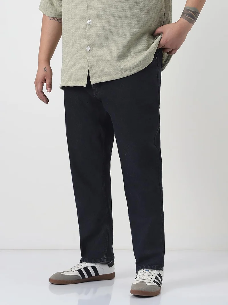 أوربانو فاشن Urbano Plus Men's Black Slim Fit Washed Denim Jeans Stretchable