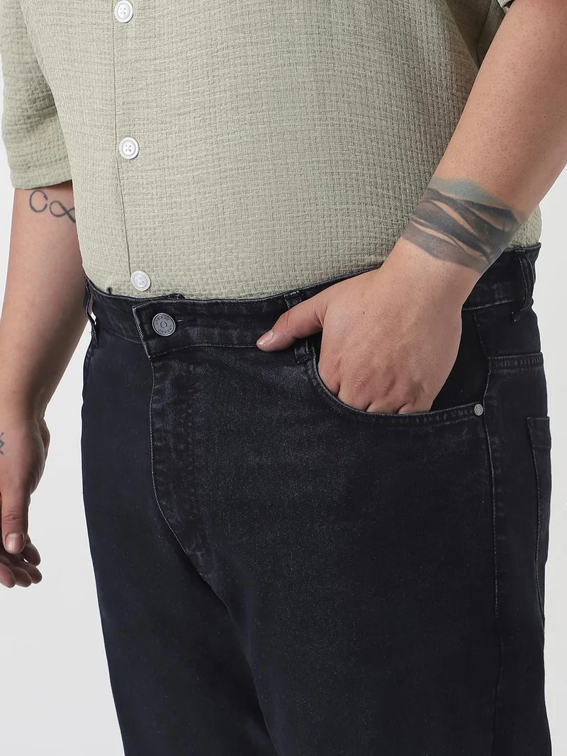 Urbano Fashion  Urbano Plus Men's Black Slim Fit Washed Denim Jeans Stretchable for Men | Best Price UAE