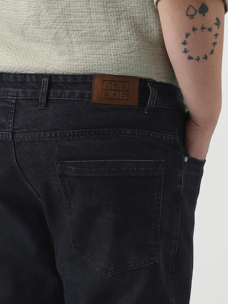 Urbano Fashion  Urbano Plus Men's Black Slim Fit Washed Denim Jeans Stretchable for Men | Best Price UAE