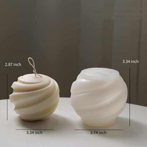 XMOX 1Pcs Spiral Ball Shape Silicone Candle Mold Simplicity Modern Geometry Soap Wax Resin Molds DIY Candles Handmade Mould, Hand Crafts for Home Wedding Dinner Party Decoration (Large) - Image 2