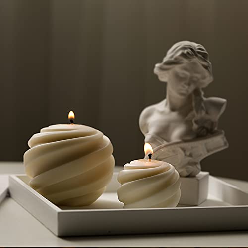 XMOX 1Pcs Spiral Ball Shape Silicone Candle Mold Simplicity Modern Geometry Soap Wax Resin Molds DIY Candles Handmade Mould, Hand Crafts for Home Wedding Dinner Party Decoration (Large) - Image 5