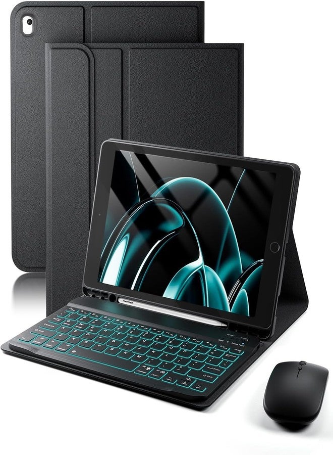 TUNKARMOR for iPad 9th / 8th / 7th Generation 10.2 inch & iPad Air 3rd Gen & iPad Pro 10.5 inch Case with Keyboard 7 Color Backlit - Built in Pencil Holder with Mouse (Black) - Image 1