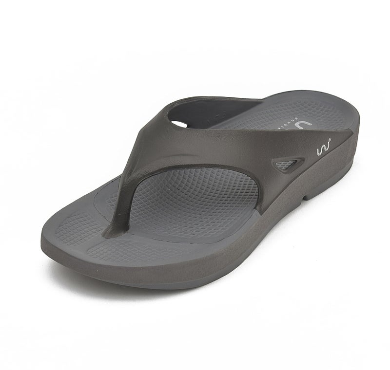 doubleu Recovery Slipper|Soft Doctor Anti-Skid Slipper for Men|Painted Classic|Slides, Flip-Flops, Chappals (11,Carbon+Black) - Image 1