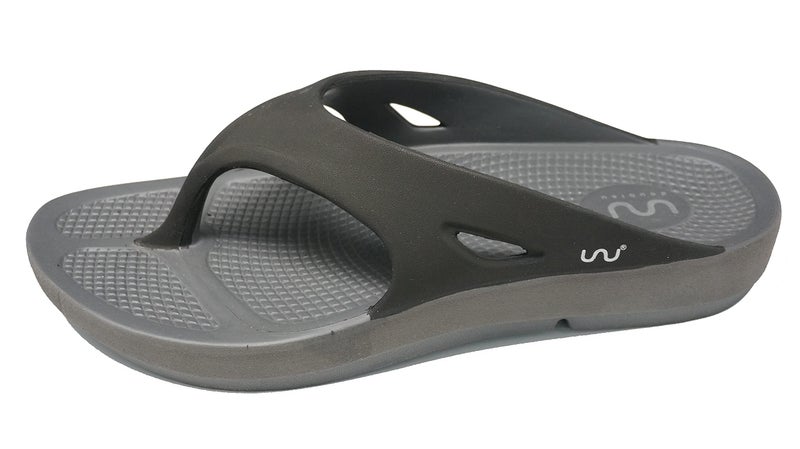 doubleu Recovery Slipper|Soft Doctor Anti-Skid Slipper for Men|Painted Classic|Slides, Flip-Flops, Chappals (11,Carbon+Black) - Image 4