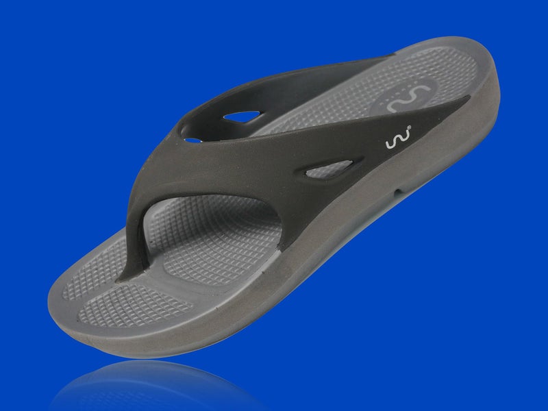 doubleu Recovery Slipper|Soft Doctor Anti-Skid Slipper for Men|Painted Classic|Slides, Flip-Flops, Chappals (11,Carbon+Black) - Image 3