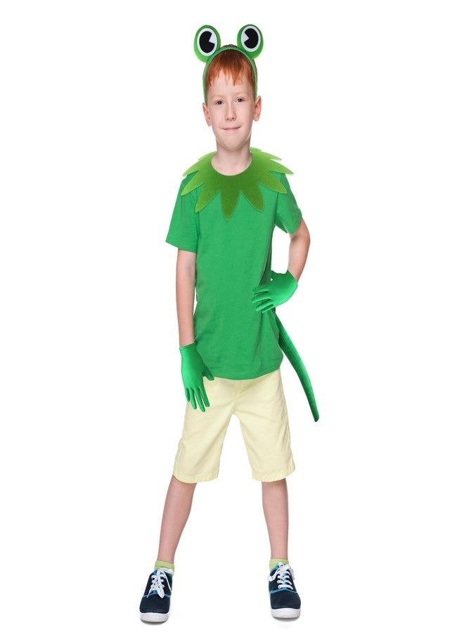 Yewong Kids Frog Costume Accessories Set Frog Headband Collar Gloves Tail for Halloween Cosplay Party World Book Day Dress Up (Green-A) - Image 5