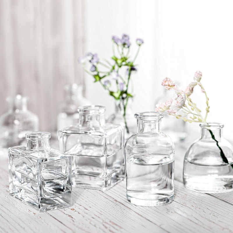 SUJUN Small Mini Flower Vases - Set of 20 Clear Glass Bud Vases - Vintage Rustic Centerpieces for Weddings  Events & Home D?cor - Premium Quality  Timeless Designs - Image 5