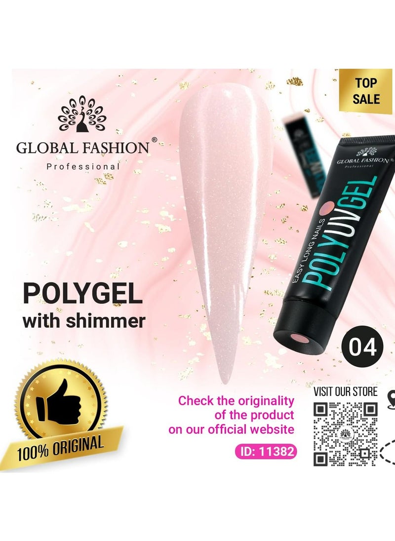 GLOBAL FASHION Global Fashion Professional Poly UV Gel with Shimmer: Long-Lasting, Salon-Quality Nails in Stunning Colors | (04)  - Image 2