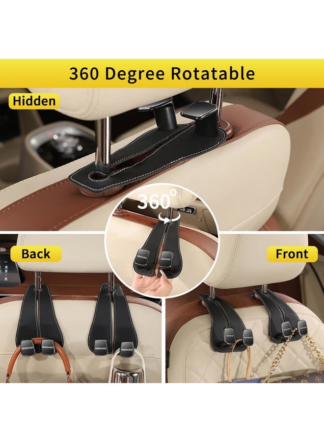 Weihao Car Purse Hook, Leather Back Seat Storage Hook, Double Car Hooks for Headrest, Bag Holder for Car Universal Accessories Interior (Black-2PCS) - Image 3