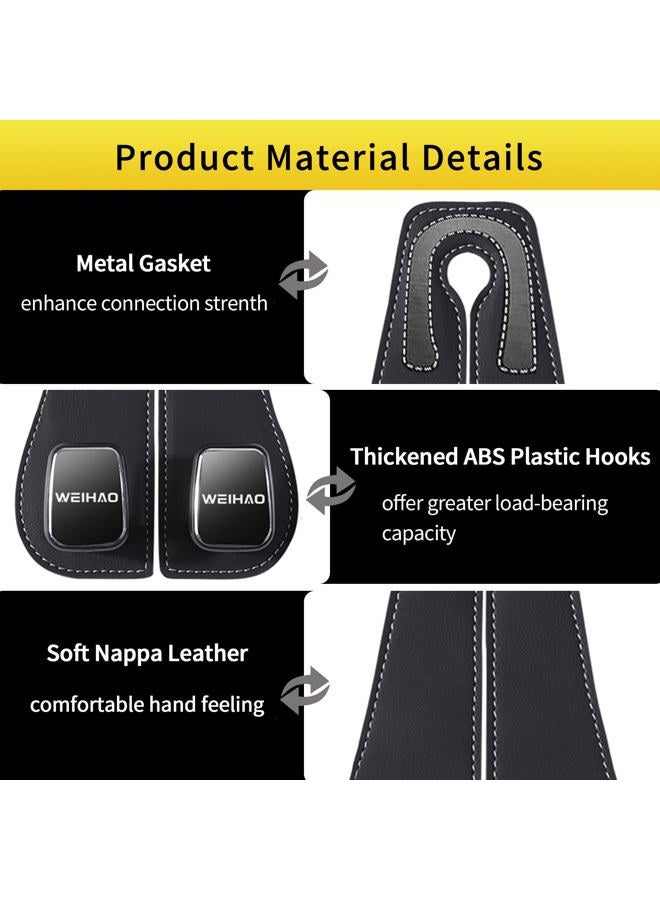 Weihao Car Purse Hook, Leather Back Seat Storage Hook, Double Car Hooks for Headrest, Bag Holder for Car Universal Accessories Interior (Black-2PCS) - Image 4