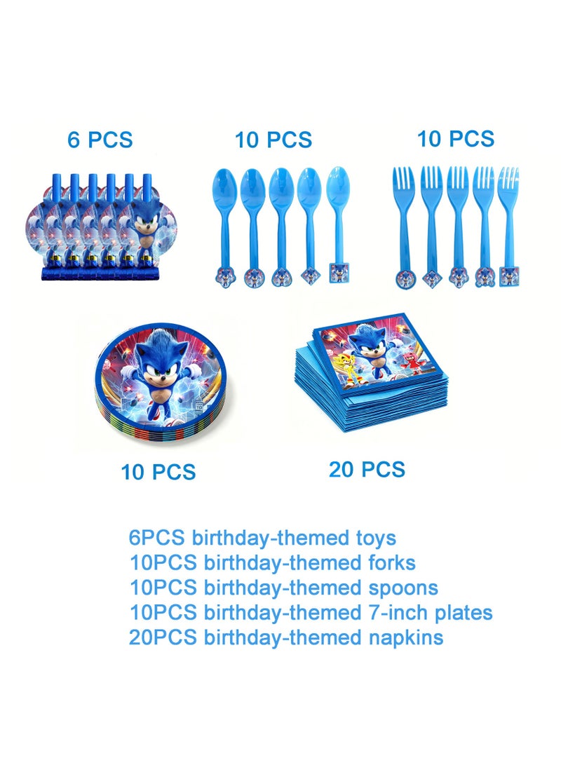 Party Birthday Party Supplies Set - Plates, Napkins, Forks, Spoons & Party Favors - Image 1