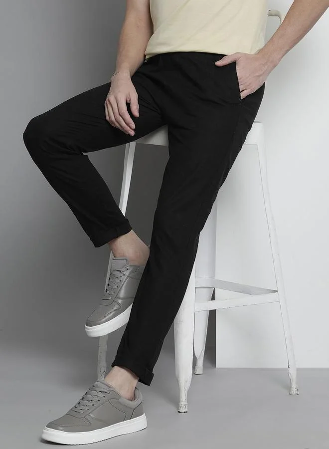 The Indian Garage Co Men Black Slim Fit Solid Joggers