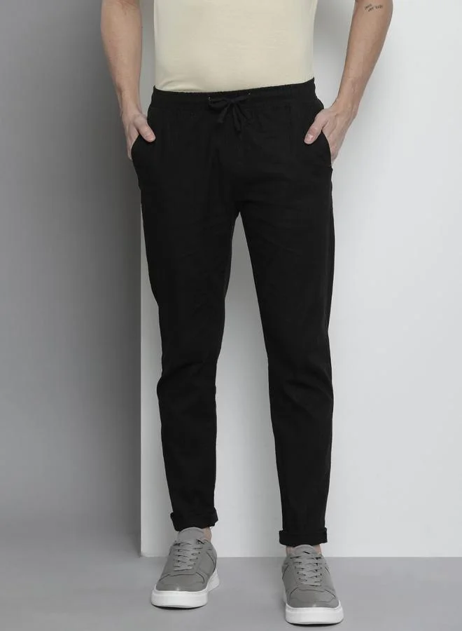 The Indian Garage Co Men Black Slim Fit Solid Joggers