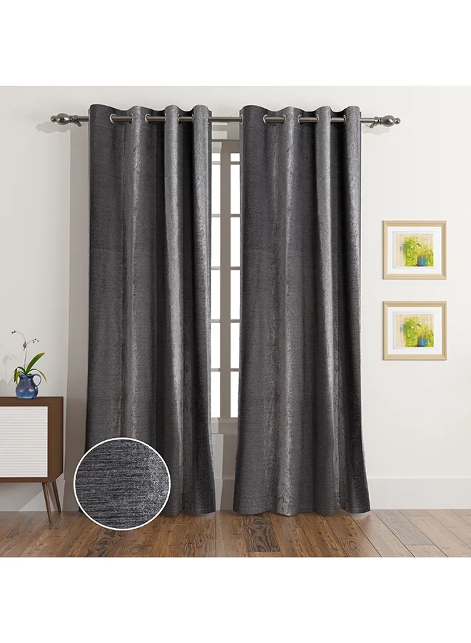 Home Box Stella 2-Piece Extra Long Chenille Curtain Set 300 x 140 cm