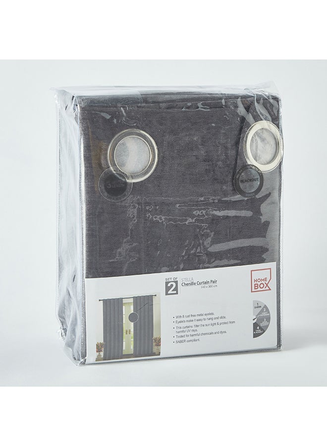Home Box Stella 2-Piece Extra Long Chenille Curtain Set 300 x 140 cm - Image 4