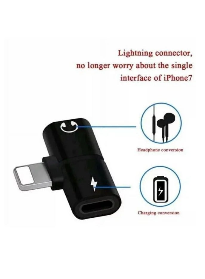 2 In 1 Double Lightning Headphone Audio And Charge Splitter Adapter   Black - Image 4